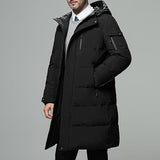 Halvdan | Herren Lange Steppjacke mit Kapuze – Schwarz