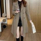 Hanni | Damen Lange Winterjacke im Zweireiher Stil – Khaki