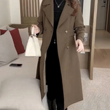 Hanni | Damen Lange Winterjacke im Zweireiher Stil – Braun