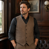 Hans | Herren Elegante Trachtenweste mit Knöpfen – Braun