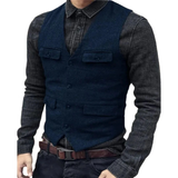Helmut | Herren Trachtenweste mit V Ausschnitt – Navy Blau