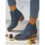 Helvara | Damen Stiefeletten mit Blockabsatz und Cutout – Blau
