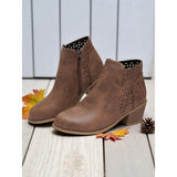 Helvara | Damen Stiefeletten mit Blockabsatz und Cutout – Braun