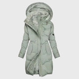 Helvike | Damen Lange Steppjacke mit Kapuze – Grün