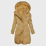 Helvike | Damen Lange Steppjacke mit Kapuze – Gelb