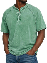 Henley Shirt Herren Kurzarm im Vintage-Look – Grün