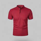 Henley T-Shirt Herren Kurzarm Stehkragen – Rot