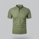Henley T-Shirt Herren Kurzarm Stehkragen – Grün