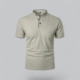 Henley T-Shirt Herren Kurzarm Stehkragen – Hellgrau