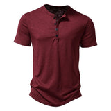 Henley T-Shirt Herren Kurzarm – Weinrot