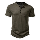 Henley T-Shirt Herren Kurzarm – Olivgrün