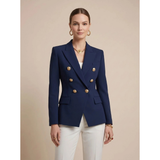 Henriette | Damen Zweireiher Blazer mit goldenen Knöpfen – Marineblau