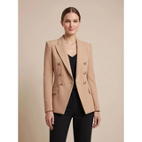 Henriette | Damen Zweireiher Blazer mit goldenen Knöpfen – Khaki