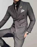 Herren Anzug Gestreift – Grau