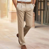 Herren Anzughose Business Gerader Schnitt – Beige