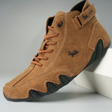 Moritz | Herren Bequeme Barfußschuhe Schnürbare Leder-Knöchelstiefel – Braun