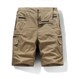 Herren Cargo Shorts mit Mehreren Taschen und Reißverschluss – Khaki