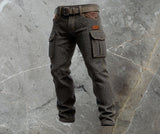 Felix | Herren Cargohose Slim Fit Strukturmuster Seitentaschen – Schwarz