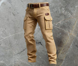 Felix | Herren Cargohose Slim Fit Strukturmuster Seitentaschen – Beige