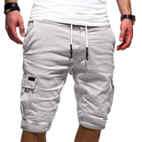 Herren Cargoshorts mit elastischem Bund und Kordelzug – Weiß