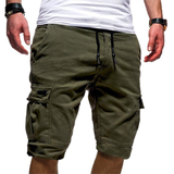 Herren Cargoshorts mit elastischem Bund und Kordelzug – Dunkelgrun