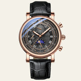 Herren Chronograph Uhr mit Lederarmband Elegant – Gold