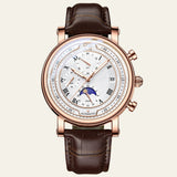 Herren Chronograph Uhr mit Lederarmband Elegant – Braun