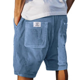 Lukas | Herren Cord-Shorts strukturierte Sommer-Bermuda mit Taschen – Blau