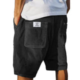 Lukas | Herren Cord-Shorts strukturierte Sommer-Bermuda mit Taschen – Schwarz
