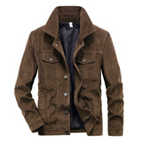Herren Cordjacke Stehkragen Casual – Kaffee