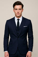 Alexander | Herren Dreiteiler Anzug Slim Fit Formal – Marineblau