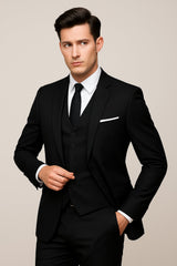 Alexander | Herren Dreiteiler Anzug Slim Fit Formal – Schwarz