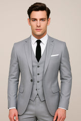 Alexander | Herren Dreiteiler Anzug Slim Fit Formal – Grau