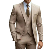 Herren Dreiteiliger Anzug mit Maßsakko und Knopfweste – Beige