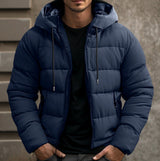 Elias | Herren Gesteppte Winterjacke mit Kapuze Warm Gefüttert – Blau