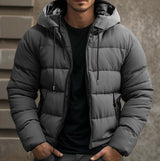Elias | Herren Gesteppte Winterjacke mit Kapuze Warm Gefüttert – Grau