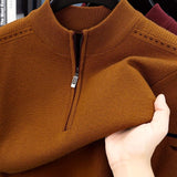 Simon | Herren Half-Zip Stehkragen Pullover mit Reißverschluss – Rostbraun