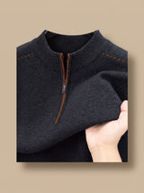 Simon | Herren Half-Zip Stehkragen Pullover mit Reißverschluss – Dunkelgrau