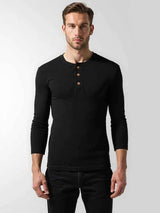 Herren Henley Hemd – Schwarz