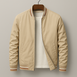 Herren Jacke mit Stehkragen, Reißverschluss und gerippten Bündchen – Beige