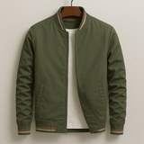 Herren Jacke mit Stehkragen, Reißverschluss und gerippten Bündchen – Grün
