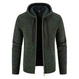 Herren Kapuzenstrickjacke – Armeegrün