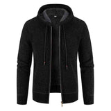 Herren Kapuzenstrickjacke – Schwarz