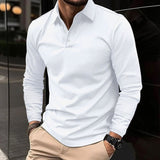 Felix | Herren Klassisches Langarm-Poloshirt Slim-Fit Schlanker Schnitt – Weiß