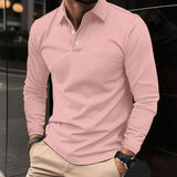 Felix | Herren Klassisches Langarm-Poloshirt Slim-Fit Schlanker Schnitt – Rosa