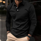 Felix | Herren Klassisches Langarm-Poloshirt Slim-Fit Schlanker Schnitt – Schwarz