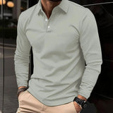Felix | Herren Klassisches Langarm-Poloshirt Slim-Fit Schlanker Schnitt – Grau