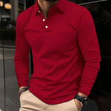 Felix | Herren Klassisches Langarm-Poloshirt Slim-Fit Schlanker Schnitt – Rot