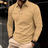Felix | Herren Klassisches Langarm-Poloshirt Slim-Fit Schlanker Schnitt – Khaki