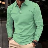 Felix | Herren Klassisches Langarm-Poloshirt Slim-Fit Schlanker Schnitt – Grün